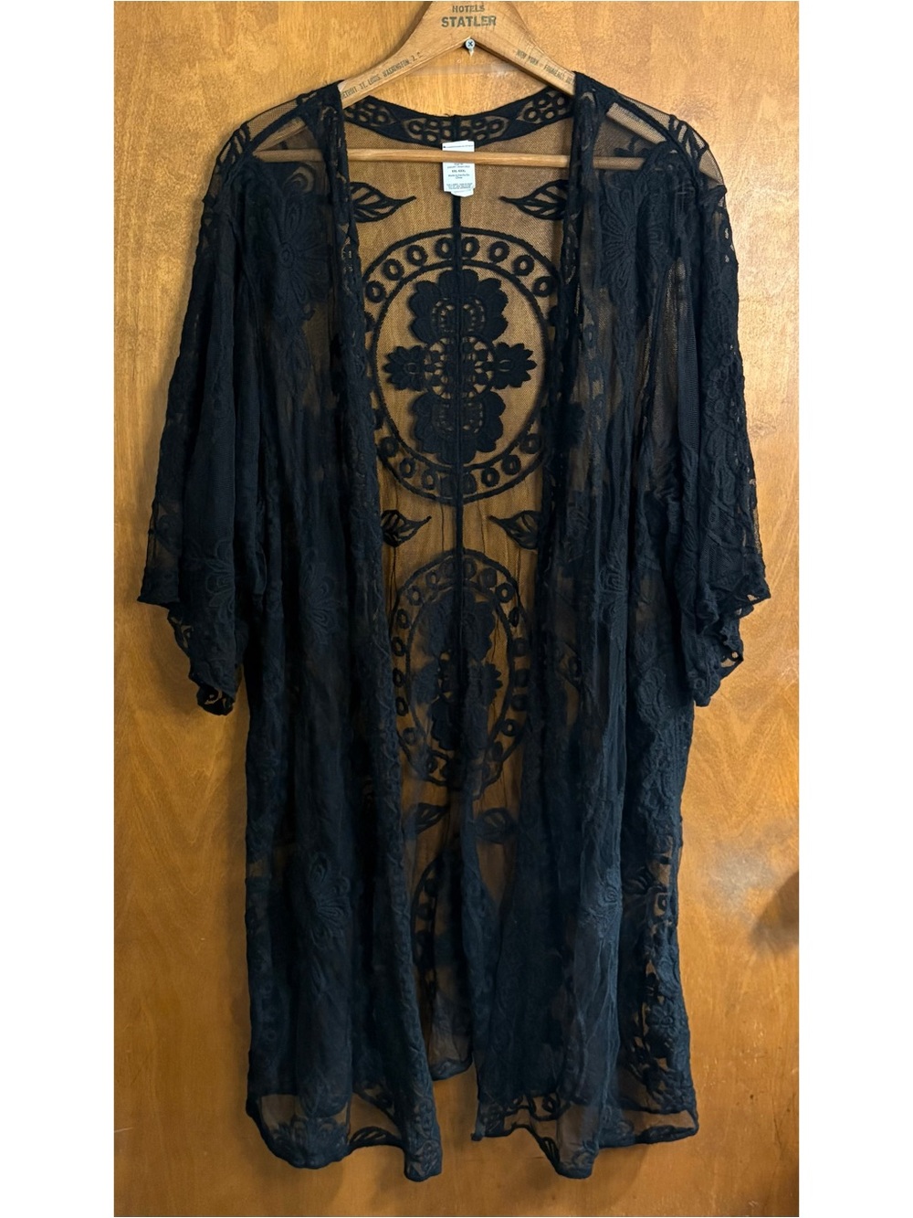 Black Sheer Lace Embroidered Kimono Jacket Goth Whimsigoth Fairy Grunge Boho Y2K